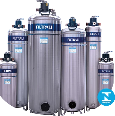Linha de filtros centrais Filtrali, do modelo residencial compacto ao industrial, com selo do INMETRO